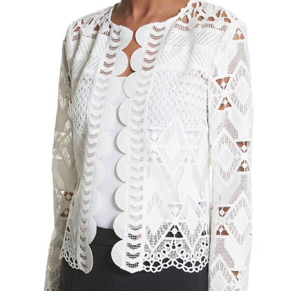 Ted Baker Dalmay White Lace Panel Cropped Jacket New Without Tags Size 3 Medium - Picture 1 of 12